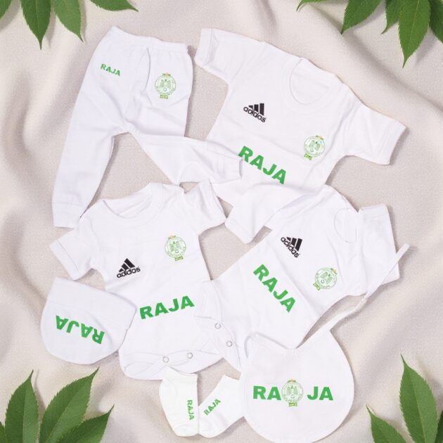 طاقم الرضيع بشعار الرجاء البيضاوي 💚